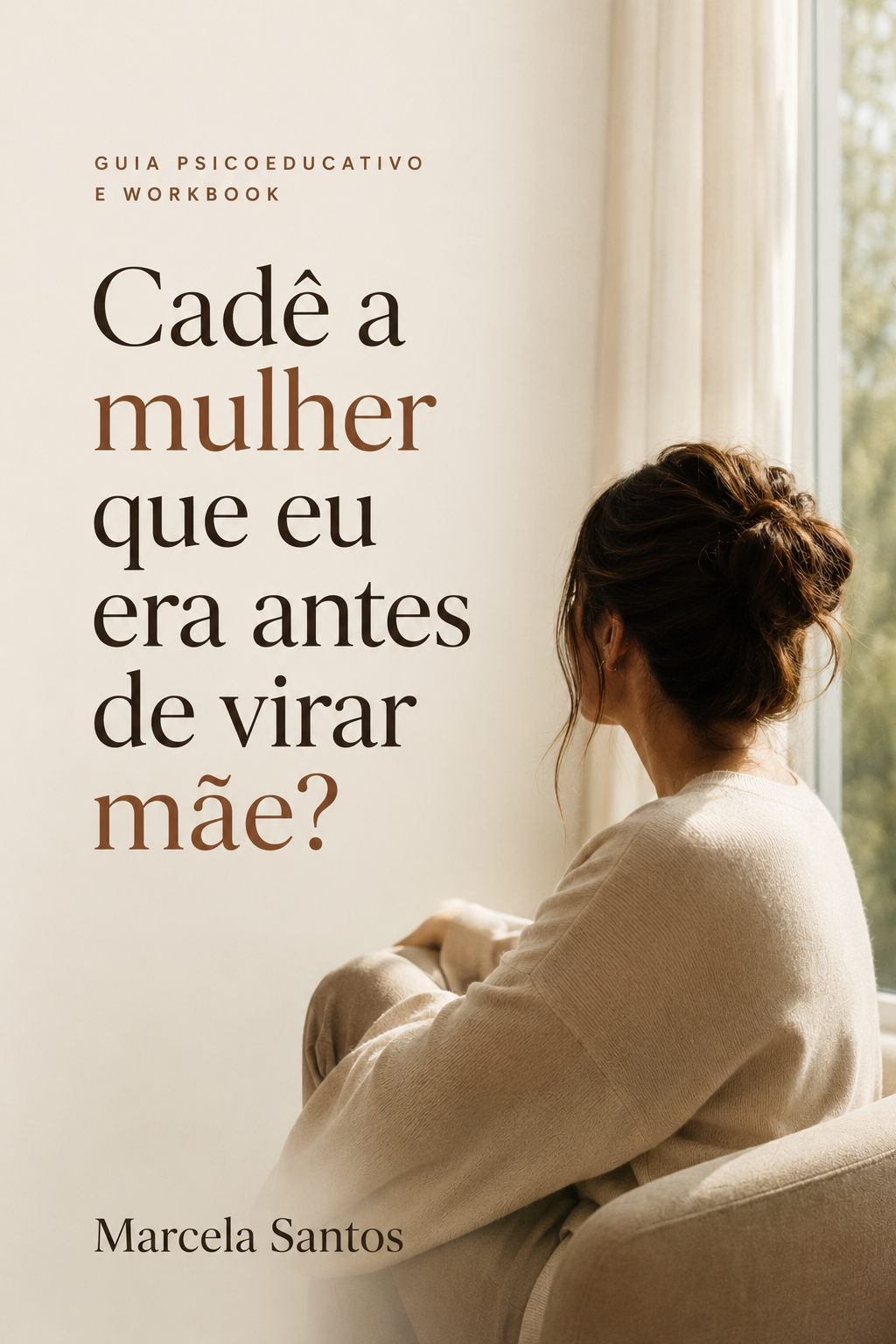 Mulher pensativa refletindo, representando o material de apoio para mulheres que sentem ter perdido a própria identidade na maternidade